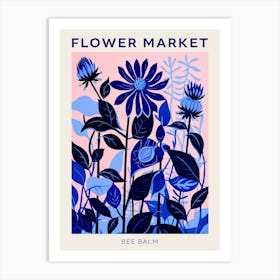 Blue Flower Market Poster Bee Balm 1 Art Print