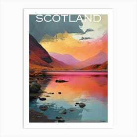 Colourful Scotland travel poster lochs Art Print