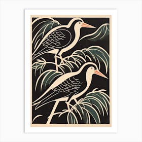 Two Birds Perched On A Branch Art Print