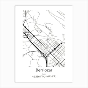 Berriozar,Spain Minimalist Map Poster