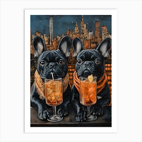 Whimsical Frenchies At The Bar 35 Art Print