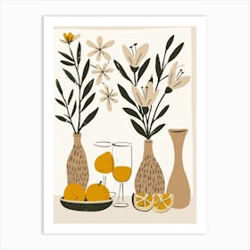 Oranges And Flowers 9 Art Print