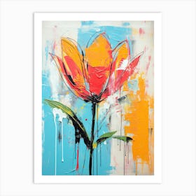 Floral Mosaic: Urban Artistry in Basquiat Style Art Print