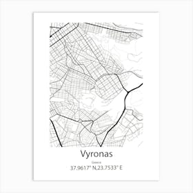 Vyronas,Greece Minimalist Map Art Print