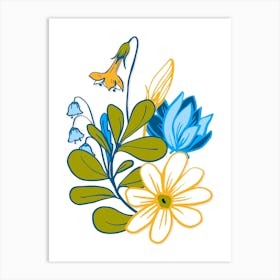 Beautiful Spring Flowers And Butterflies Art Print