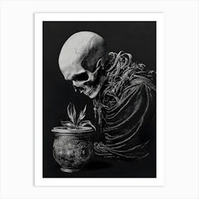 Skeleton In A Pot Art Print