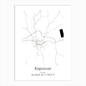 Kaposvar,Hungary Minimalist Map Art Print