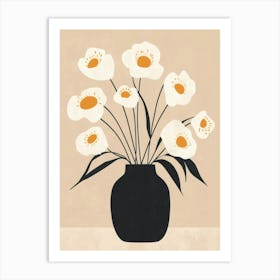 Flowers In A Black Vase Art Print