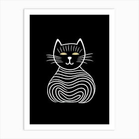 Black And White Cat Line Drawing 5 Art Print