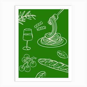 Green Tablescape Art Print