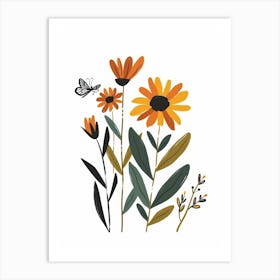 Sunflowers And Butterflies 3 Art Print