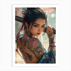 Asian Tattooed Girl Art Print