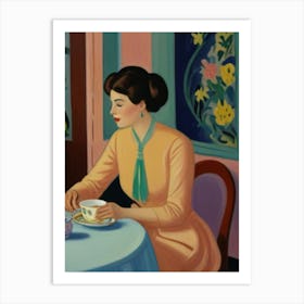 Woman Drinking Tea Art Print