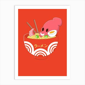 Ramen And Squid Art Print