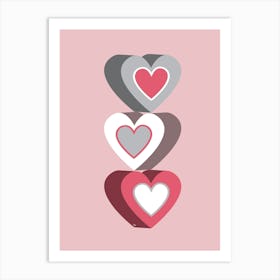 Cute Pink Hearts Art Print