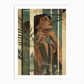 Art Decor Vintage Woman With Leaves Art Print