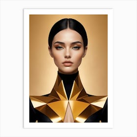 Geometric Woman Portrait Luxury Gold (31) Art Print