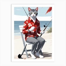 Cat Fishing Art Print