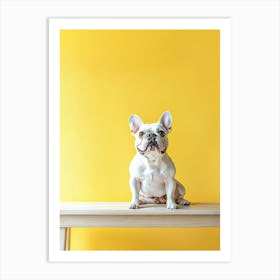 French Bulldog Sitting On A Table.Generated AI. Wall Art Print Art Print