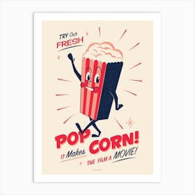 Snack Pack Vintage Style Cinema Popcorn Print Art Print