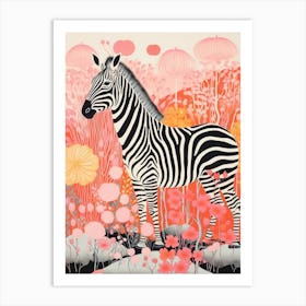 Linework Zebra In The Wild 2 Art Print