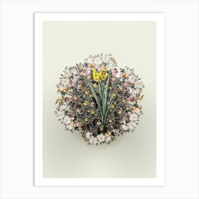 Vintage Daffodil Flower Wreath on Ivory White n.2022 Art Print