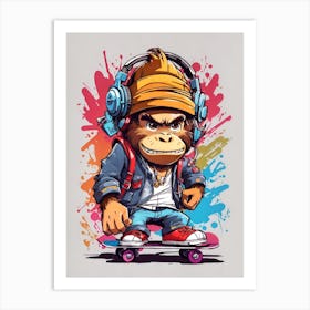 Gorilla Skateboarder Art Print