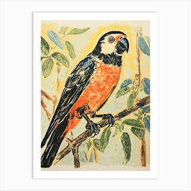 Lorikeet, Woodblock Animal Drawing 4 Art Print