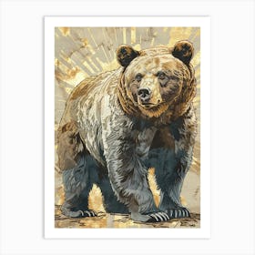 Brown Bear Precisionist Illustration 4 Art Print