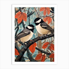 Art Nouveau Birds Poster Carolina Chickadee 1 Art Print