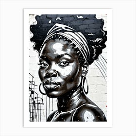 Vintage Graffiti Mural Of Beautiful Black Woman 104 Art Print