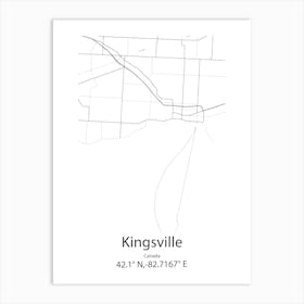 Kingsville,Canada Minimalist Map Art Print