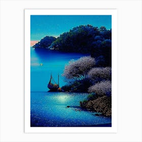 Mergui Archipelago Myanmar Pointillism Style Tropical Destination Art Print