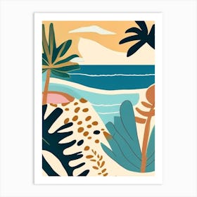 Nuku Hiva French Polynesia Muted Pastel Tropical Destination Art Print