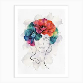 Woman with Flowers Art Print