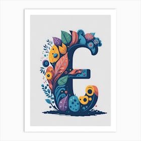 Colorful Letter E Illustration 64 Art Print