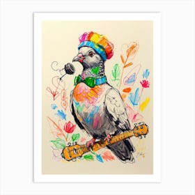 Pigeon With Guitar 1 Art Print