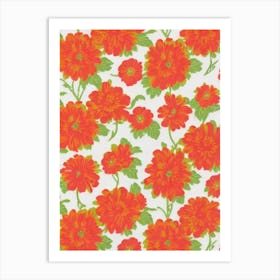 Zinnia Floral Print Retro Pattern Flower Art Print