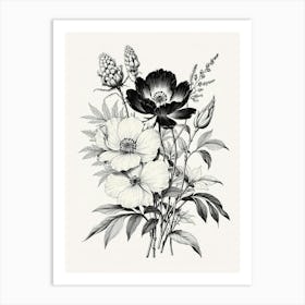 Black And White Flowers 2 Art Print