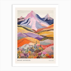 Mount Jefferson United States 2 Colourful Mountain Illustration Poster Art Print