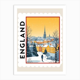 Retro Winter Stamp Poster Oxford United Kingdom 1 Art Print