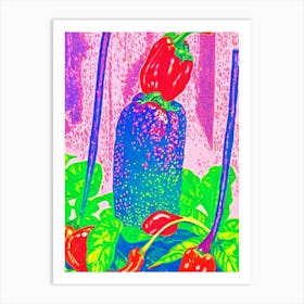 Chili Pepper Risograph Retro Poster vegetable Art Print