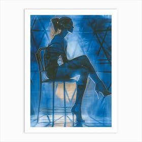 Silhouette of a Beautiful Woman Sitting Art Print