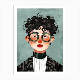 Portrait Of A Woman With Glasses Art Print