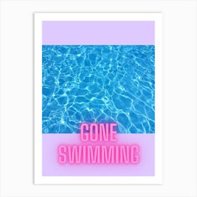 Gone Swimming Neon Art Print