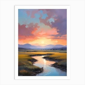 Sunset Over A River Art Print