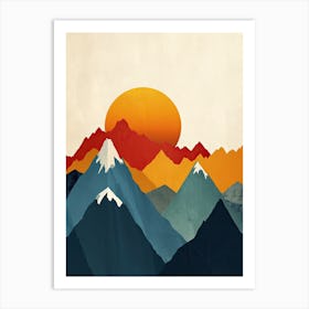 Minimalist Odyssey: Celestial Peaks Art Print