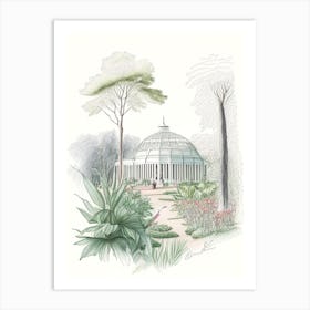 Kew Gardens, United Kingdom Vintage Pencil Drawing Art Print
