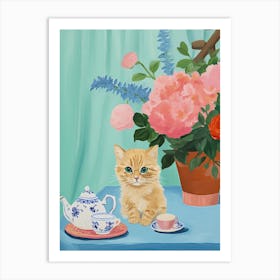 Animals Having Tea   Cat Kittens 3 Art Print