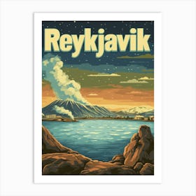 Aihrgdesign A Retro Travel Poster For Reykjavik Featuring The C89158bf E006 415d A98a 901c6cfa3eab 0 Art Print